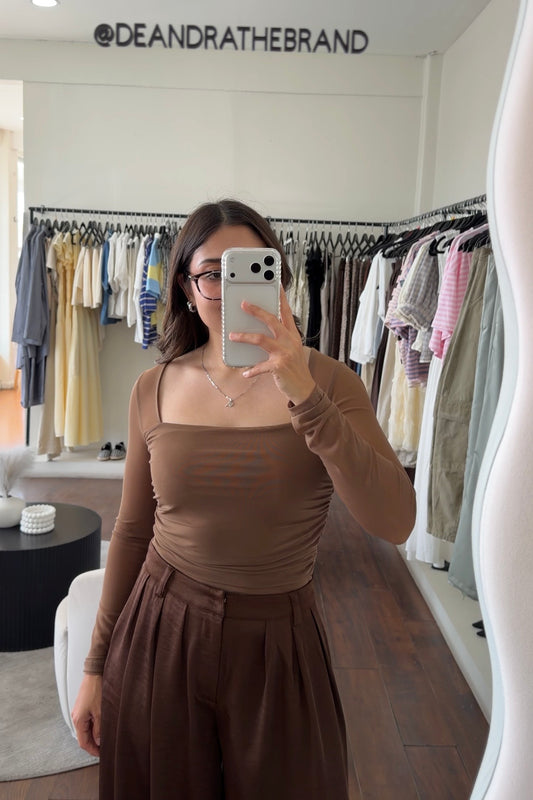 Brown Mesh Top