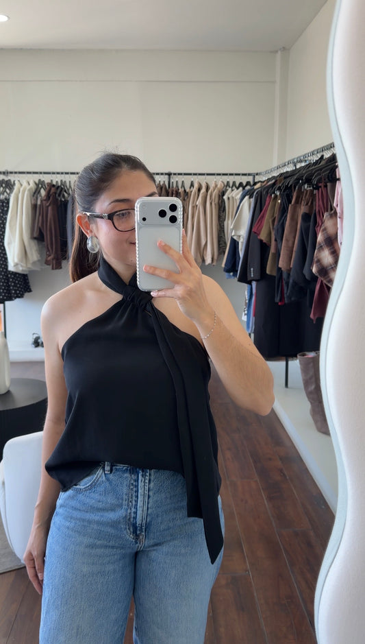 Black Scarf Top