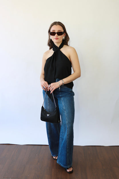 Black Scarf Top