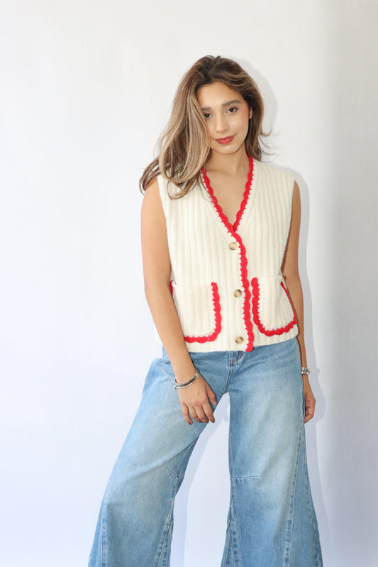 White/Red Vest