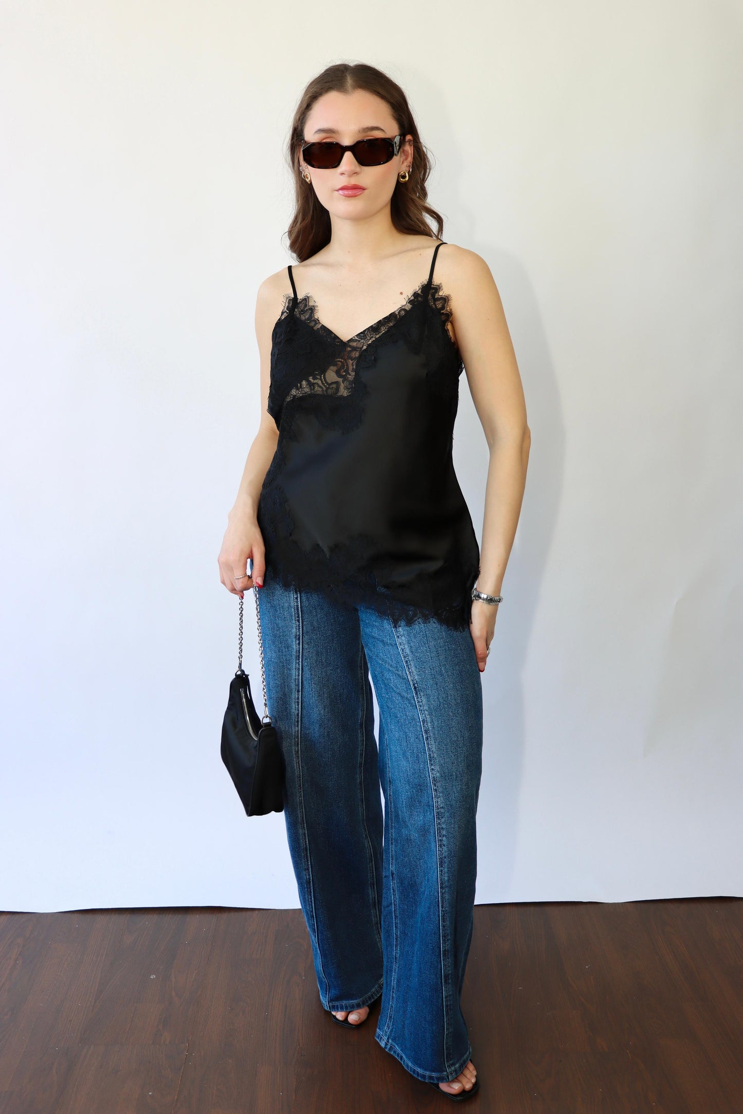 Satin/Lace Black Top