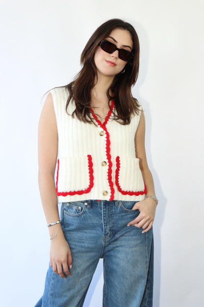 White/Red Vest