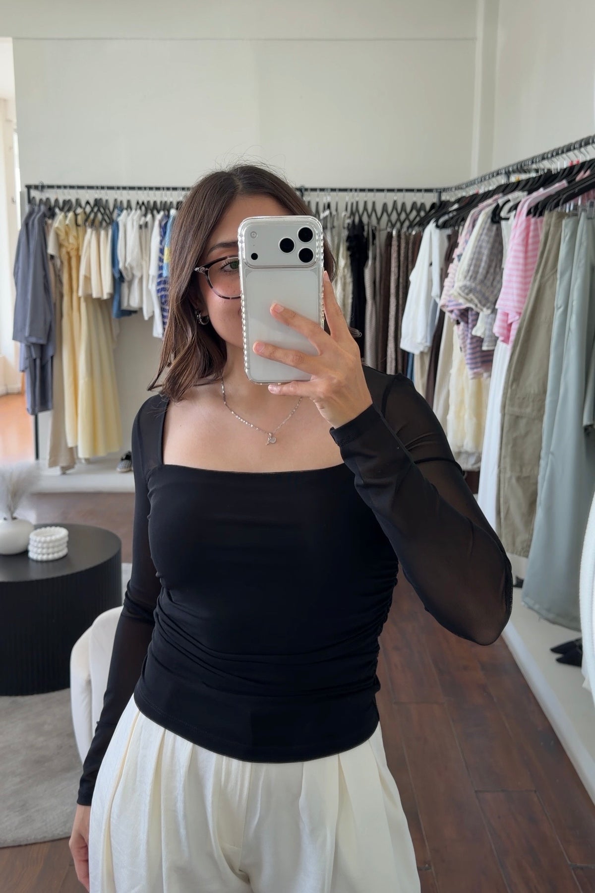 Black Mesh Top