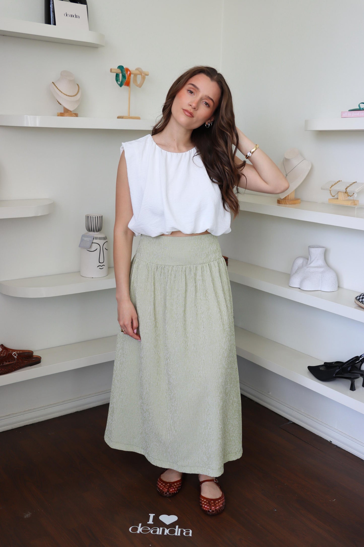 Emily Green Gingham Skirt