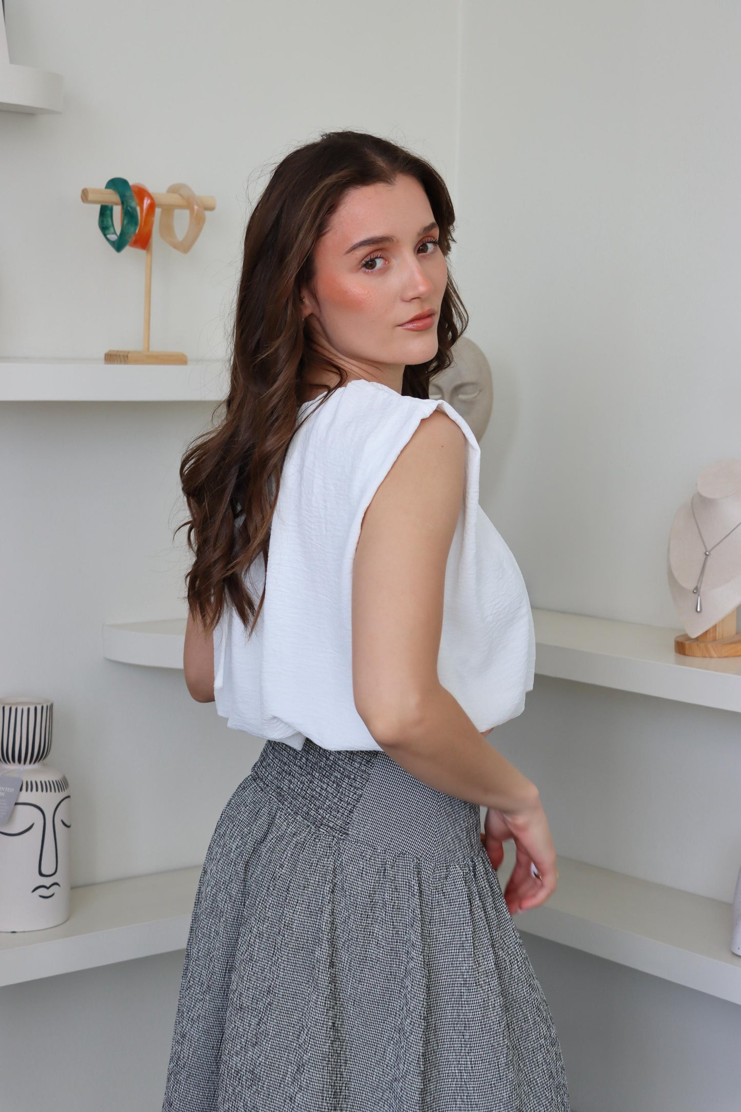 Emily Black Gingham Skirt