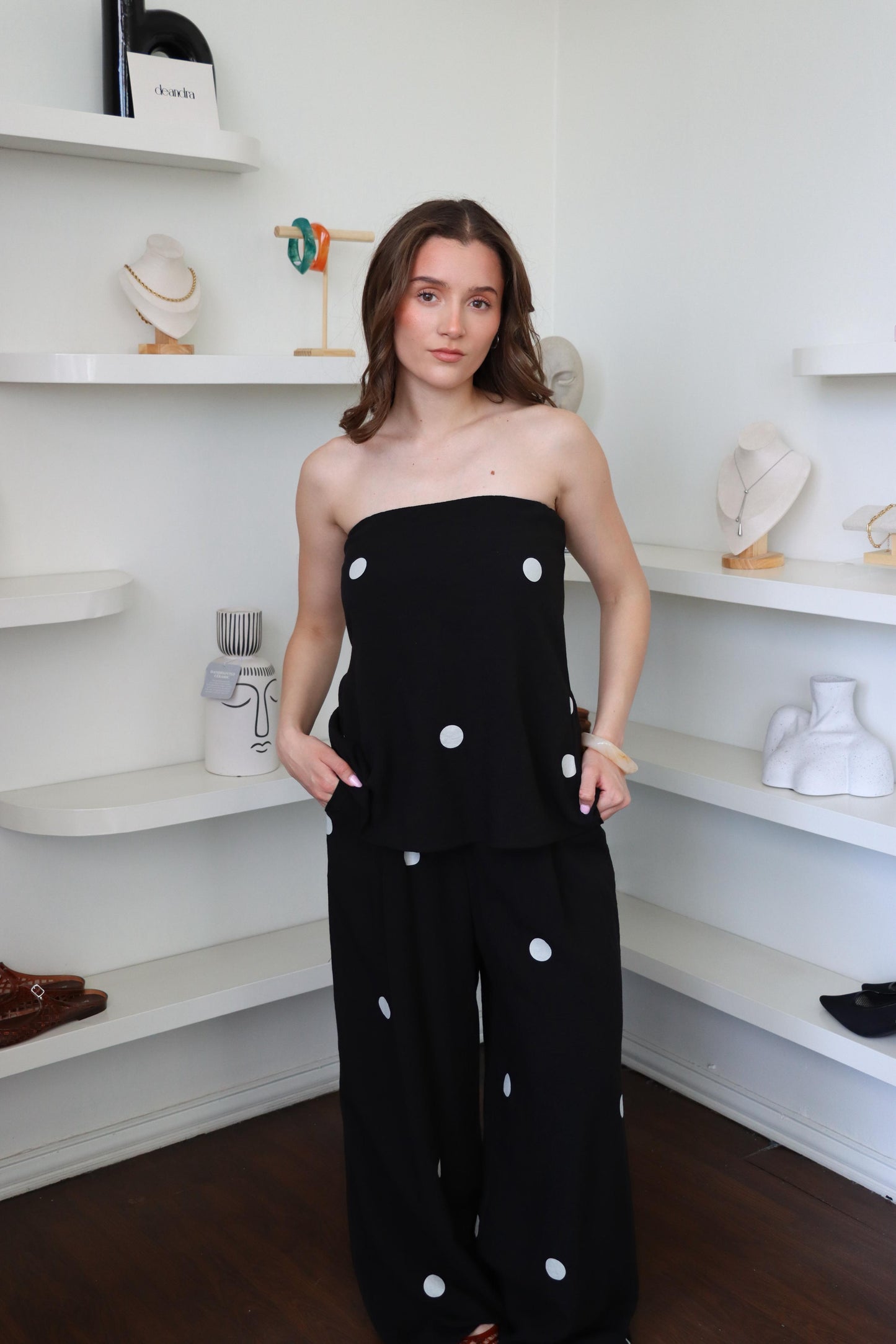 Vivian Black Polka Dot Set