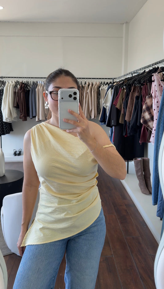 Greece Yellow Asymmetrical Top