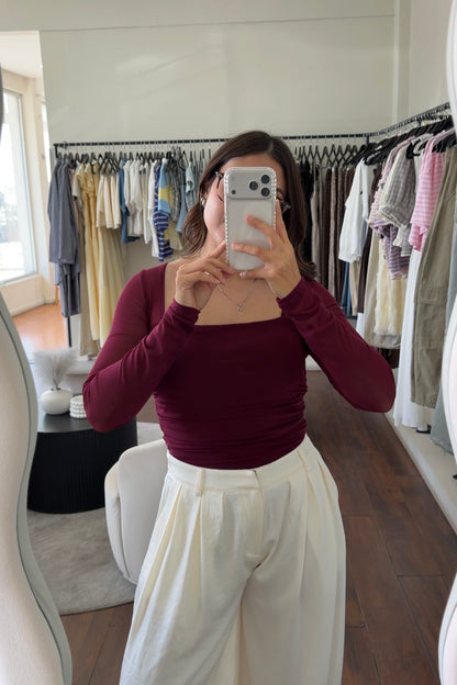 Wine Mesh Top