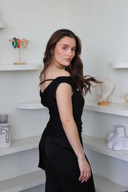 Kiley Black Asymmetrical Top