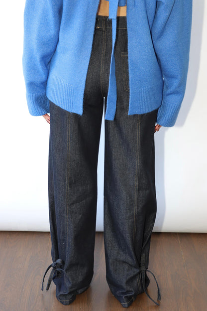 Wide Leg Jeans W/Bow Ties