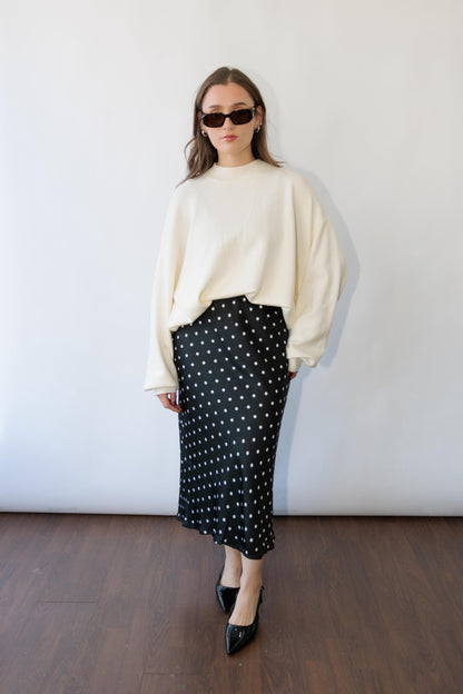 Polka Dot Mid Rise Maxi Skirt