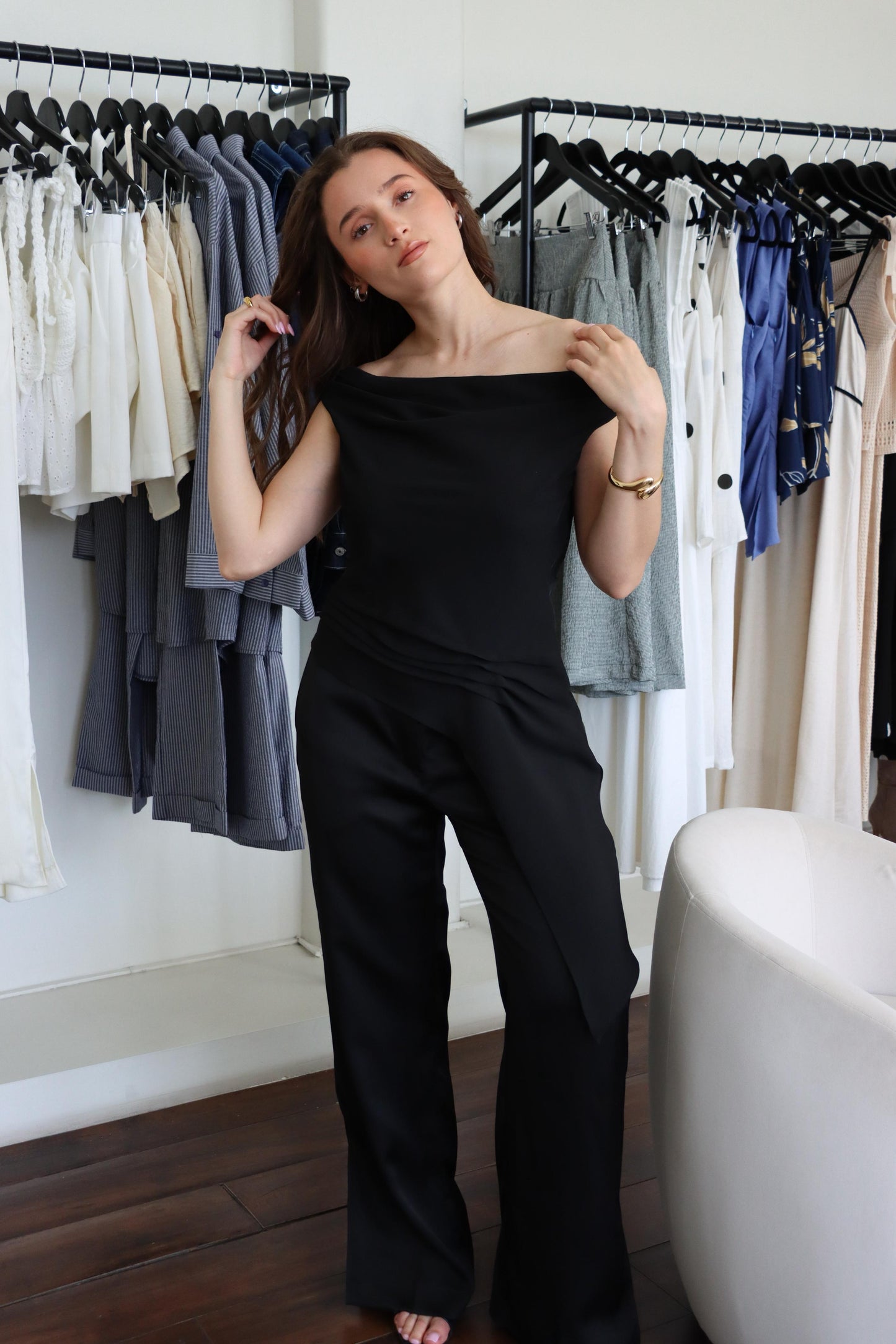 Kiley Black Asymmetrical Top