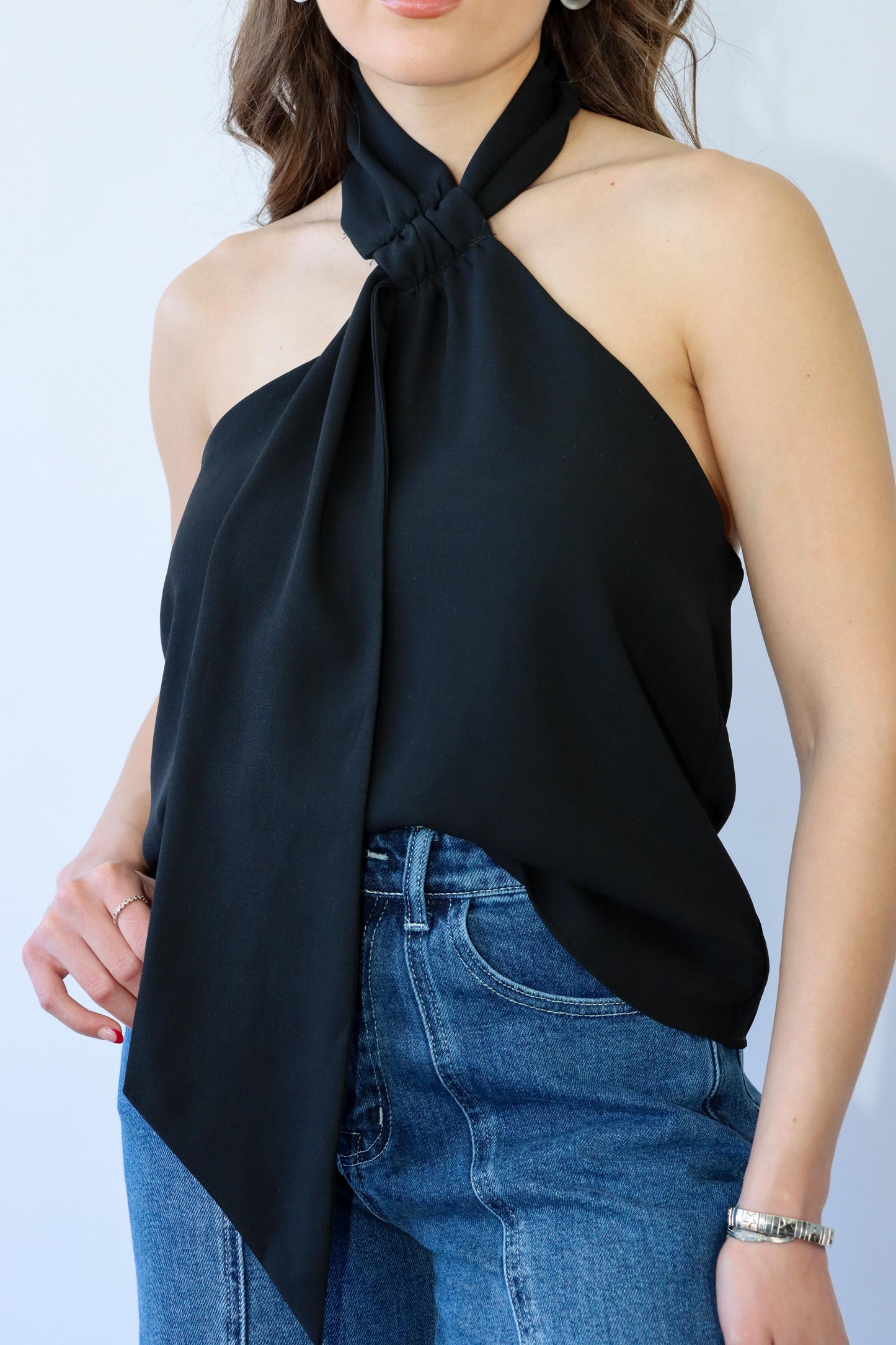 Black Scarf Top
