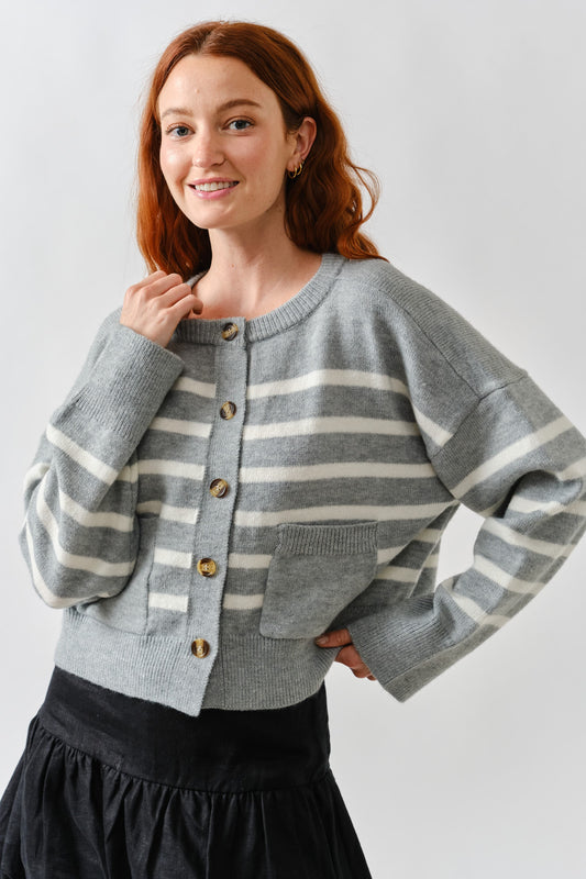 Grey/White Cardigan