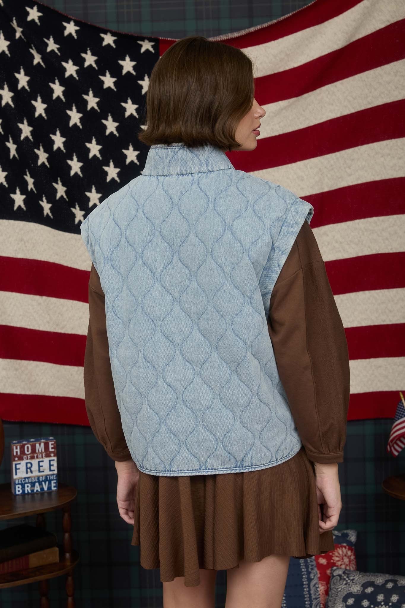 Denim Quilted Vest