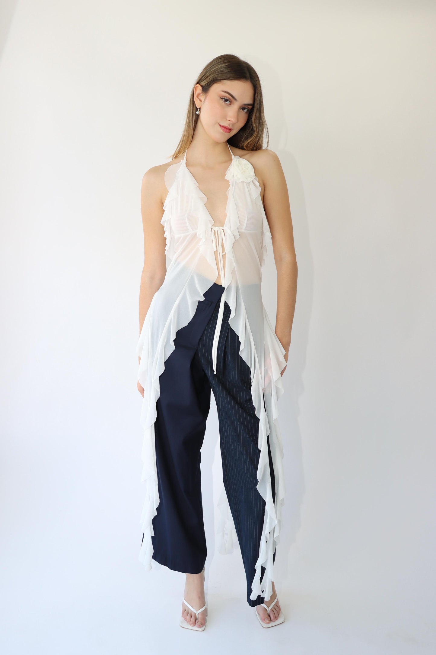 Clea Half Contrast Pin Stripe Pants