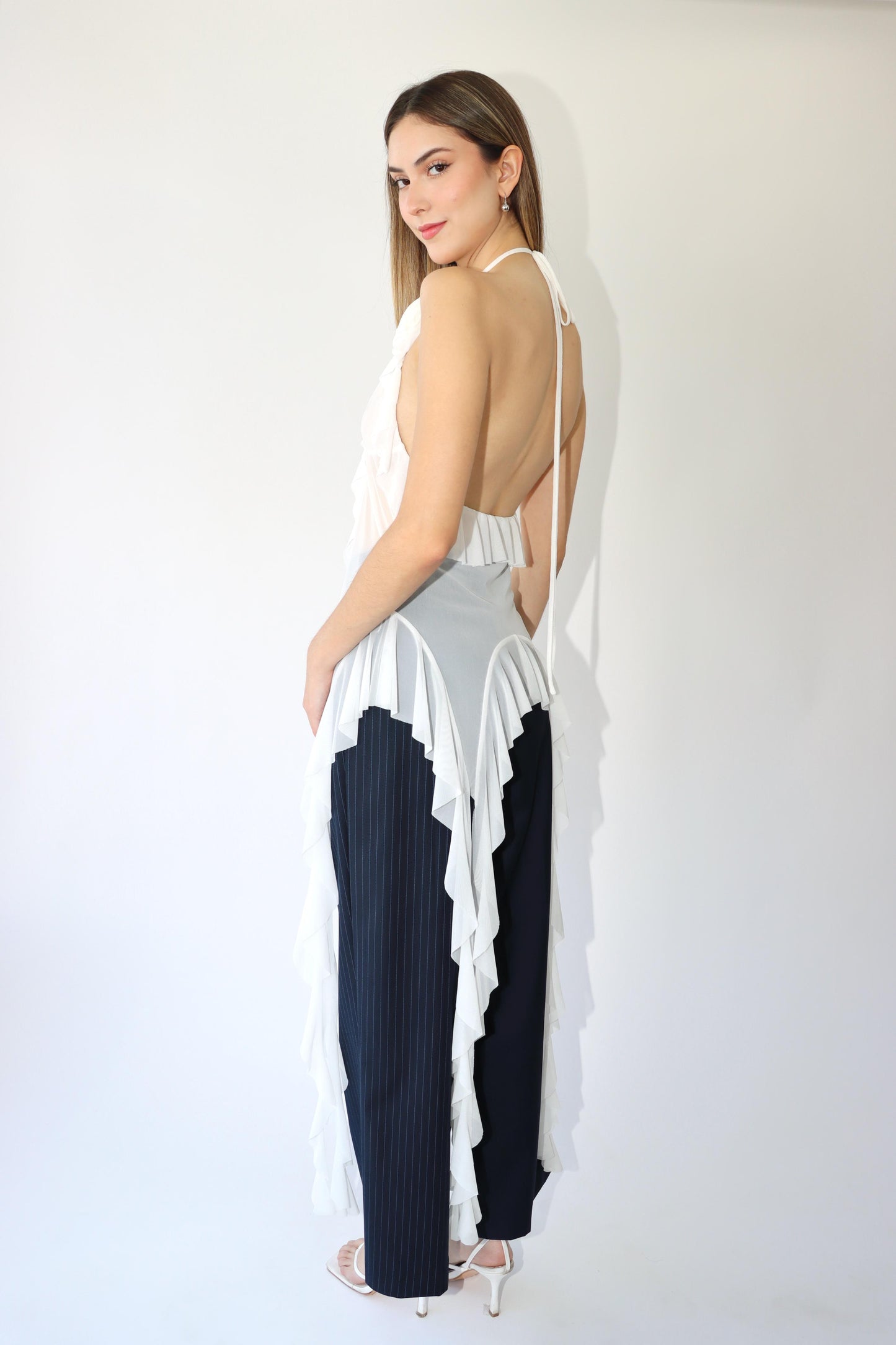 Clea Half Contrast Pin Stripe Pants