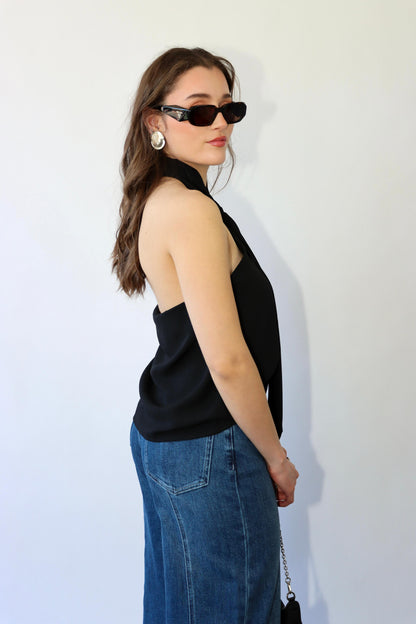 Black Scarf Top
