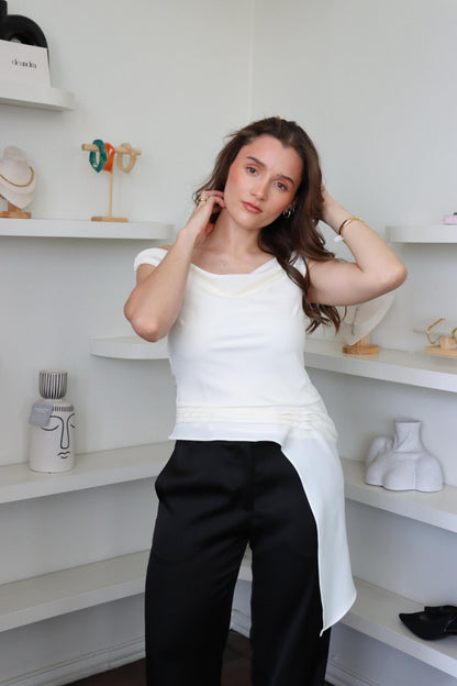 Kiley Ivory Asymmetrical Top
