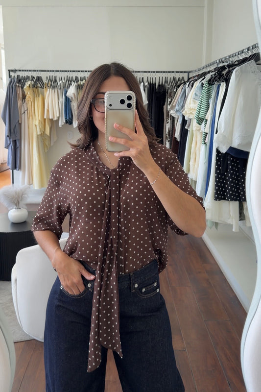 Sienna Polka Dot Tie Top