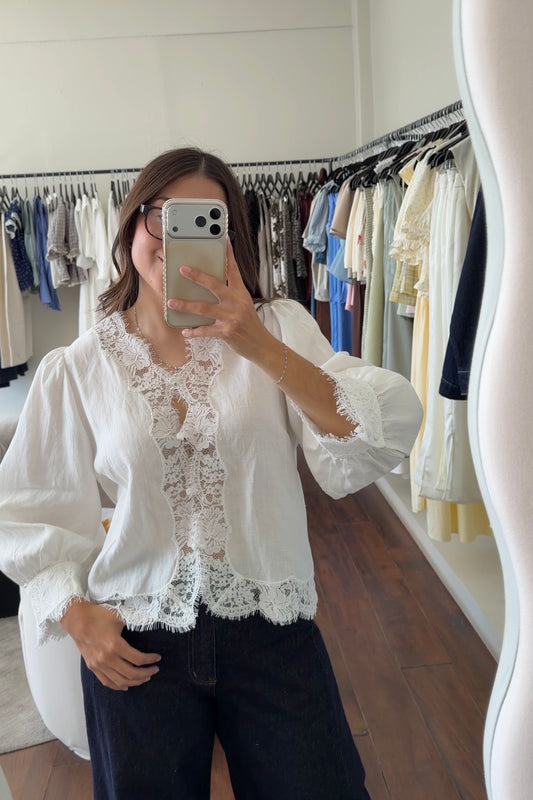 Suzy Lace Linen Top