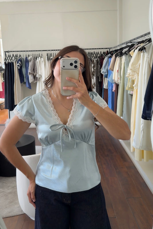 Hailey Blue Satin Top