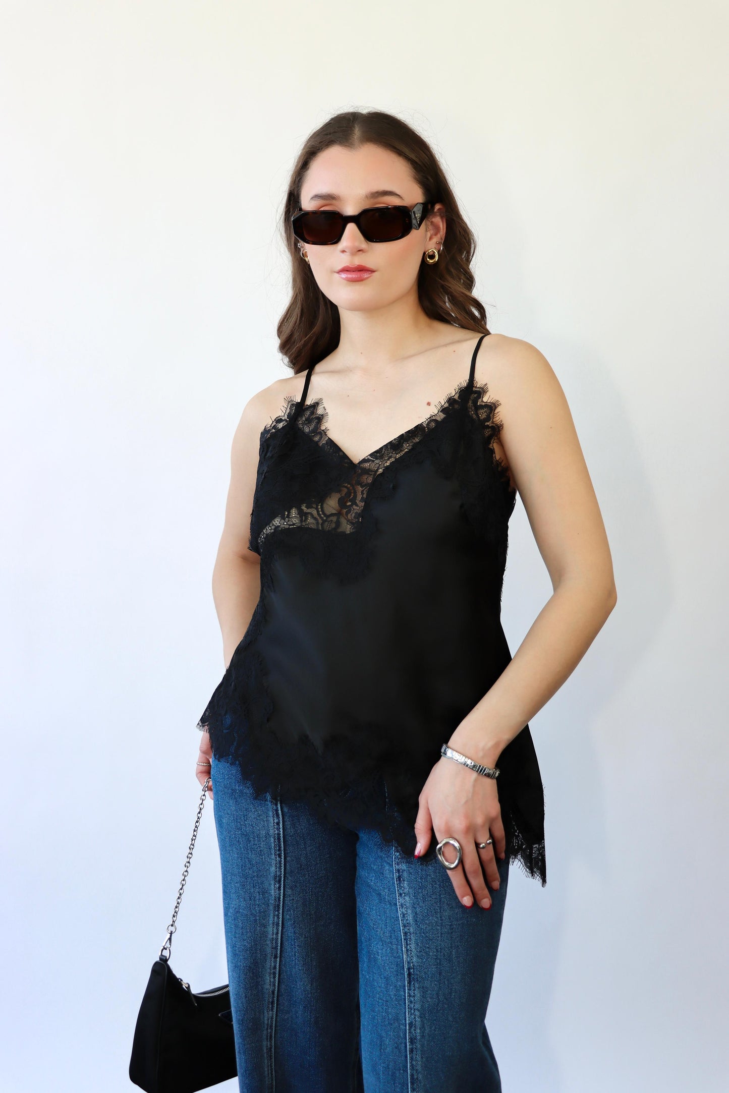 Satin/Lace Black Top