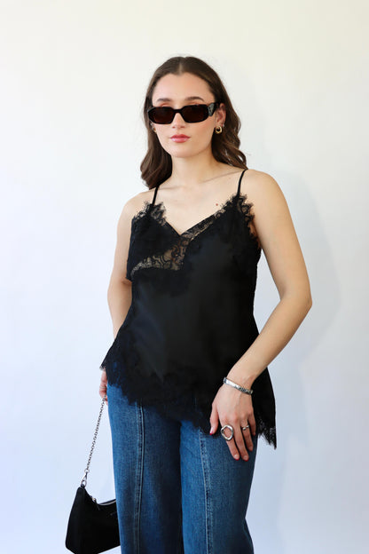 Satin/Lace Black Top