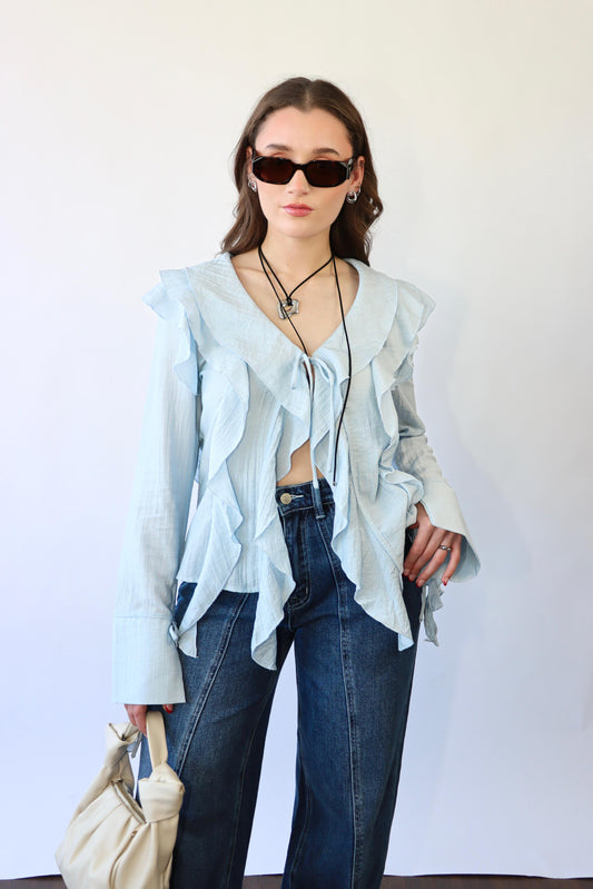 Blue Ruffled Top