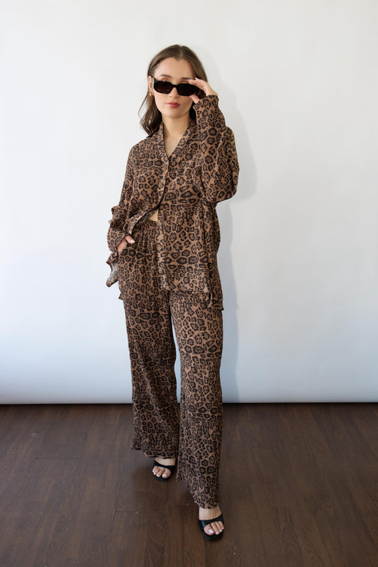 Animal Print Plisse Set