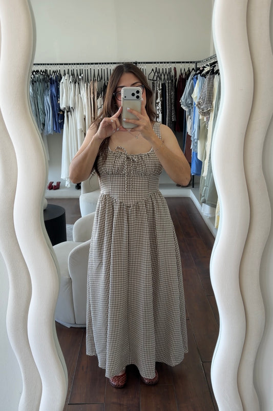 Amelia Brown Gingham Dress