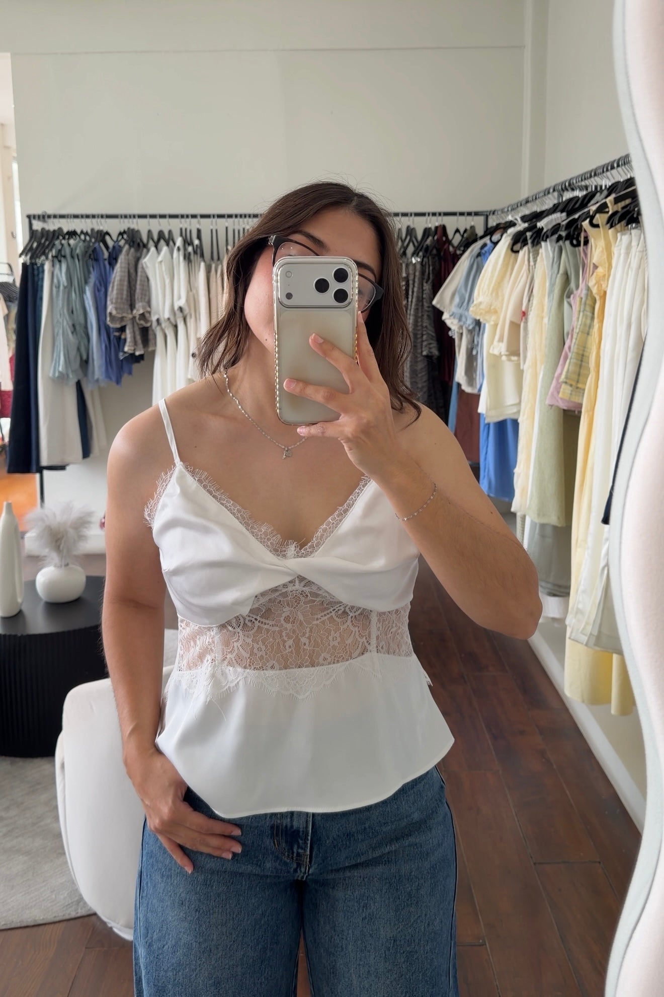 Iris Satin/Lace Top