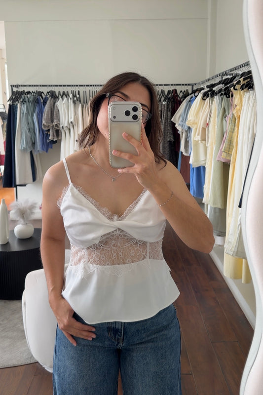 Iris Satin/Lace Top