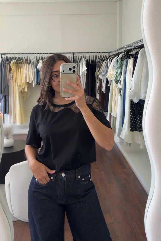 Kathy Black Lace T-Shirt