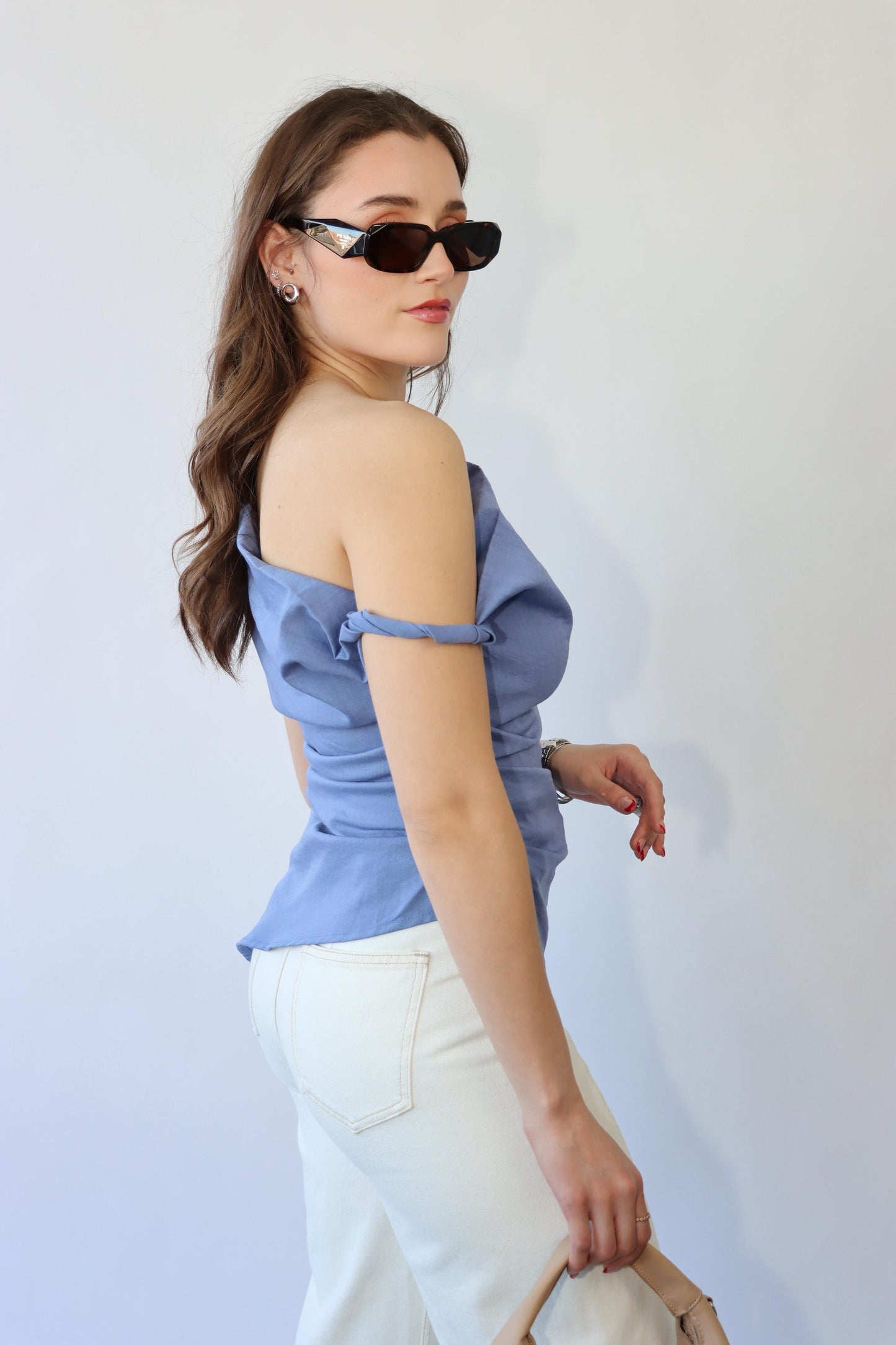 Greece Blue Asymmetrical Top
