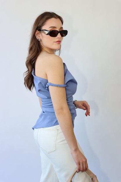 Greece Blue Asymmetrical Top