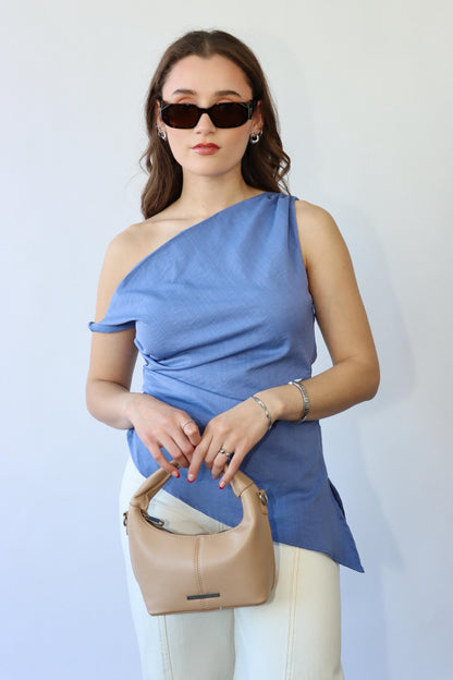Greece Blue Asymmetrical Top