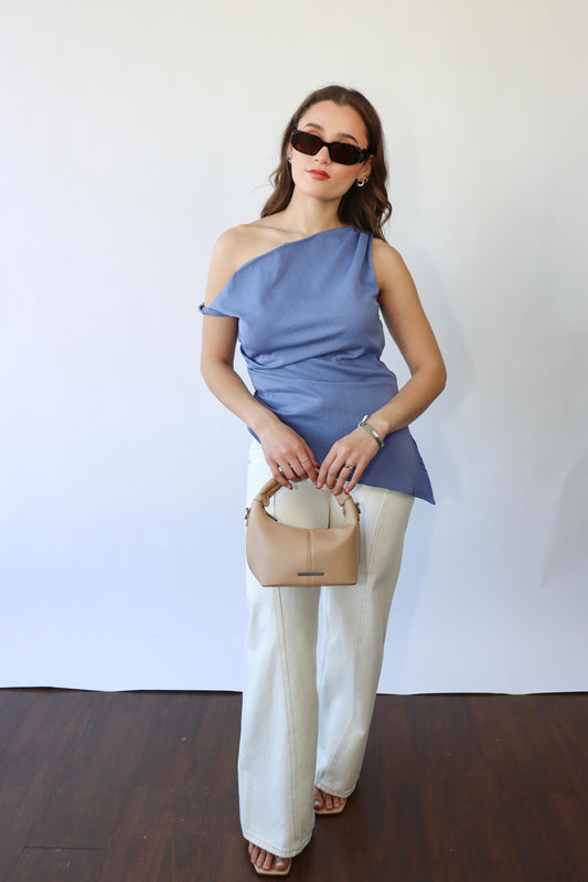 Greece Blue Asymmetrical Top
