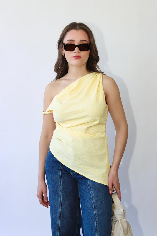 Greece Yellow Asymmetrical Top