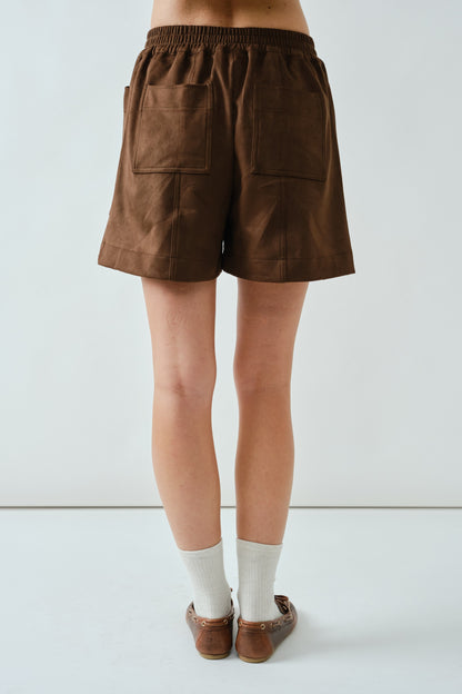 Suede Elastic Shorts