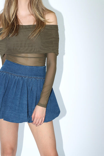 Lulu Denim Bubble Mini Skirt