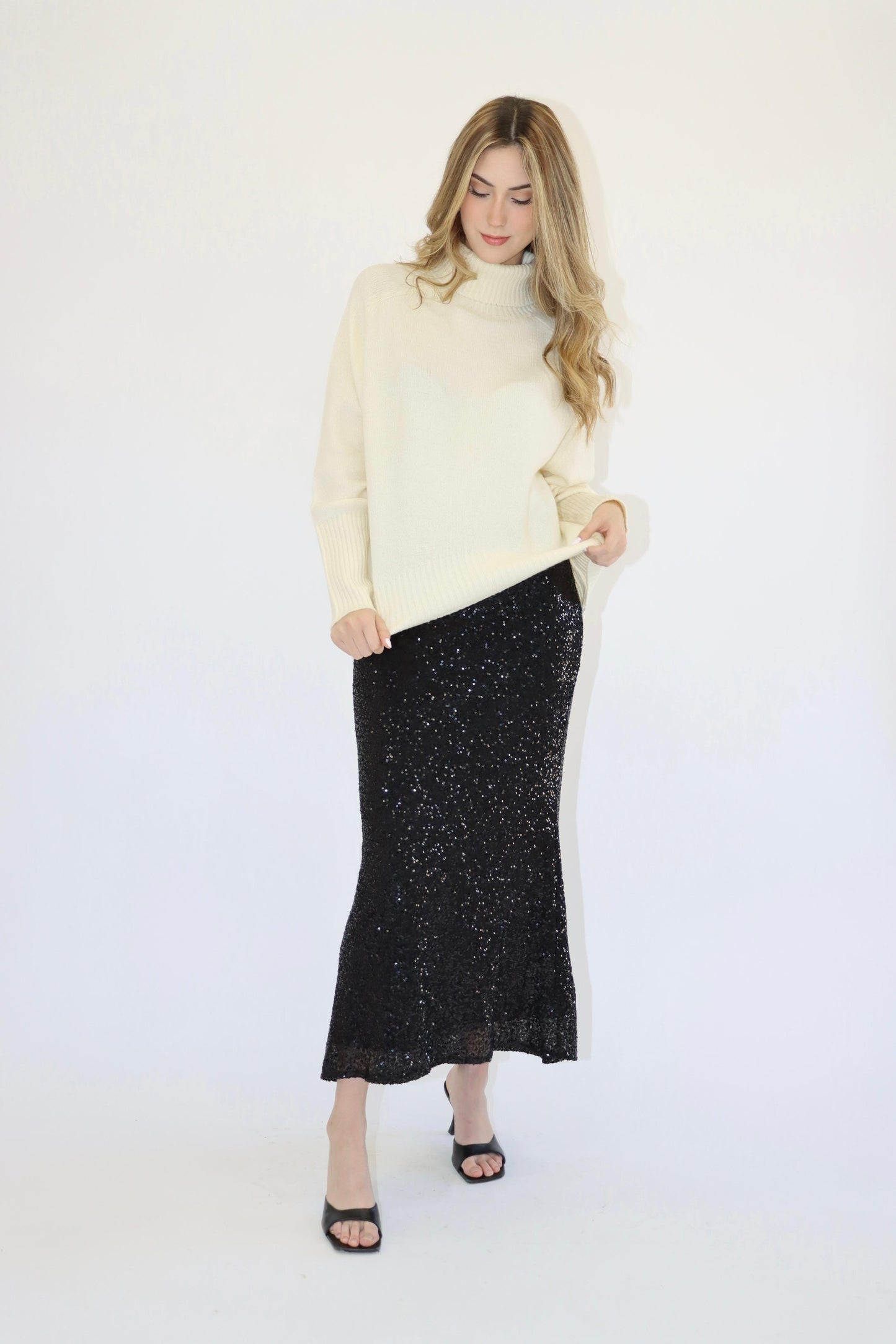 Molly Sequin Black Maxi Skirt