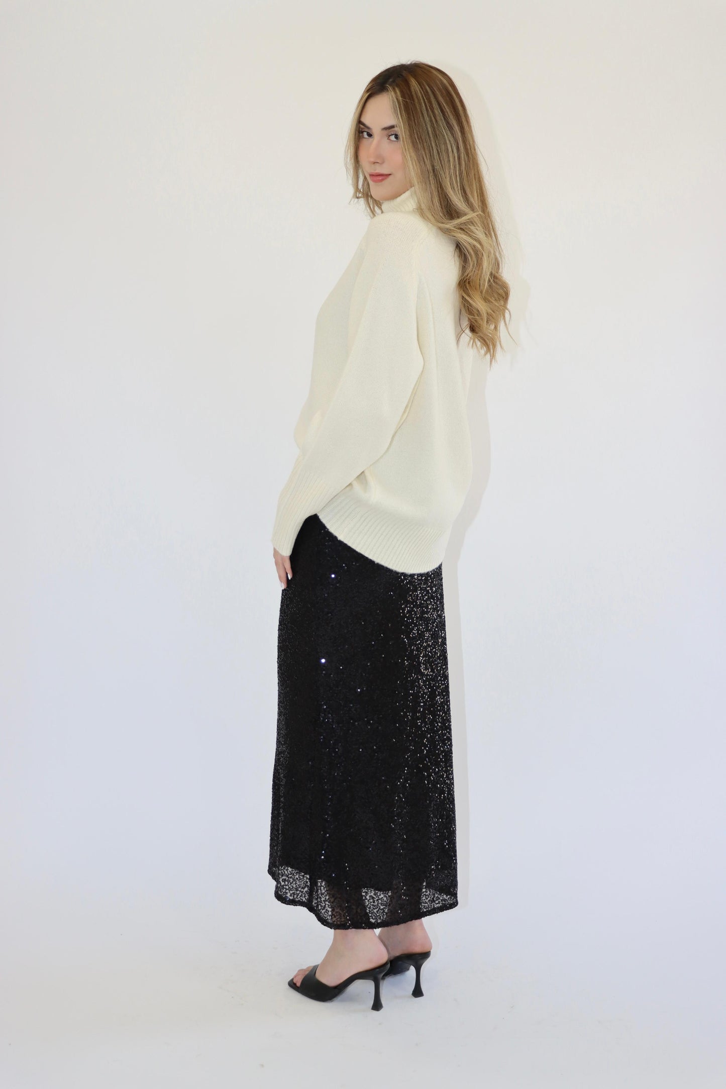 Molly Sequin Black Maxi Skirt