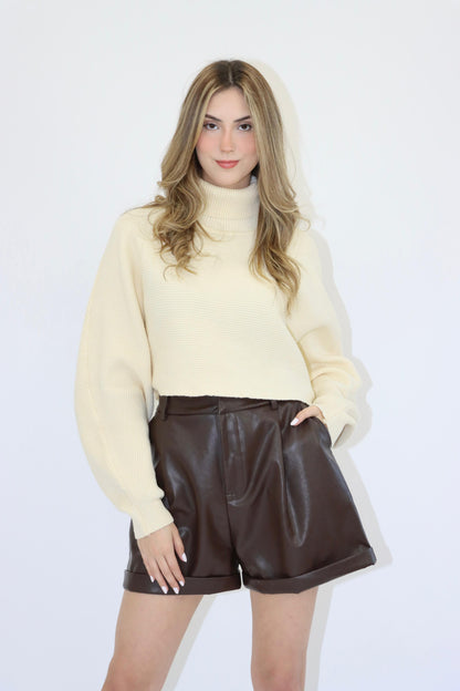 Lainey Cropped Cream Sweater