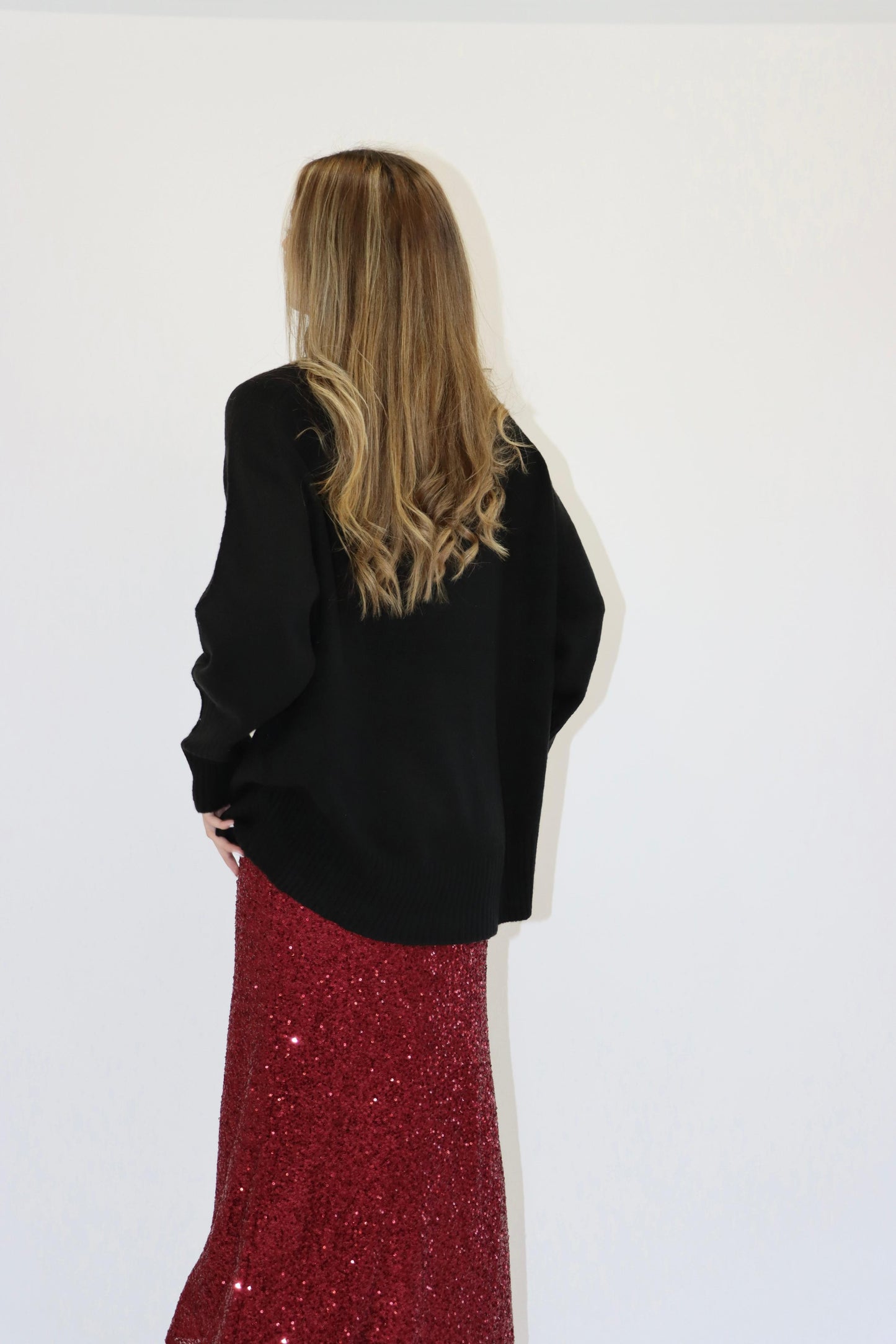 Molly Sequin Burgundy Maxi Skirt